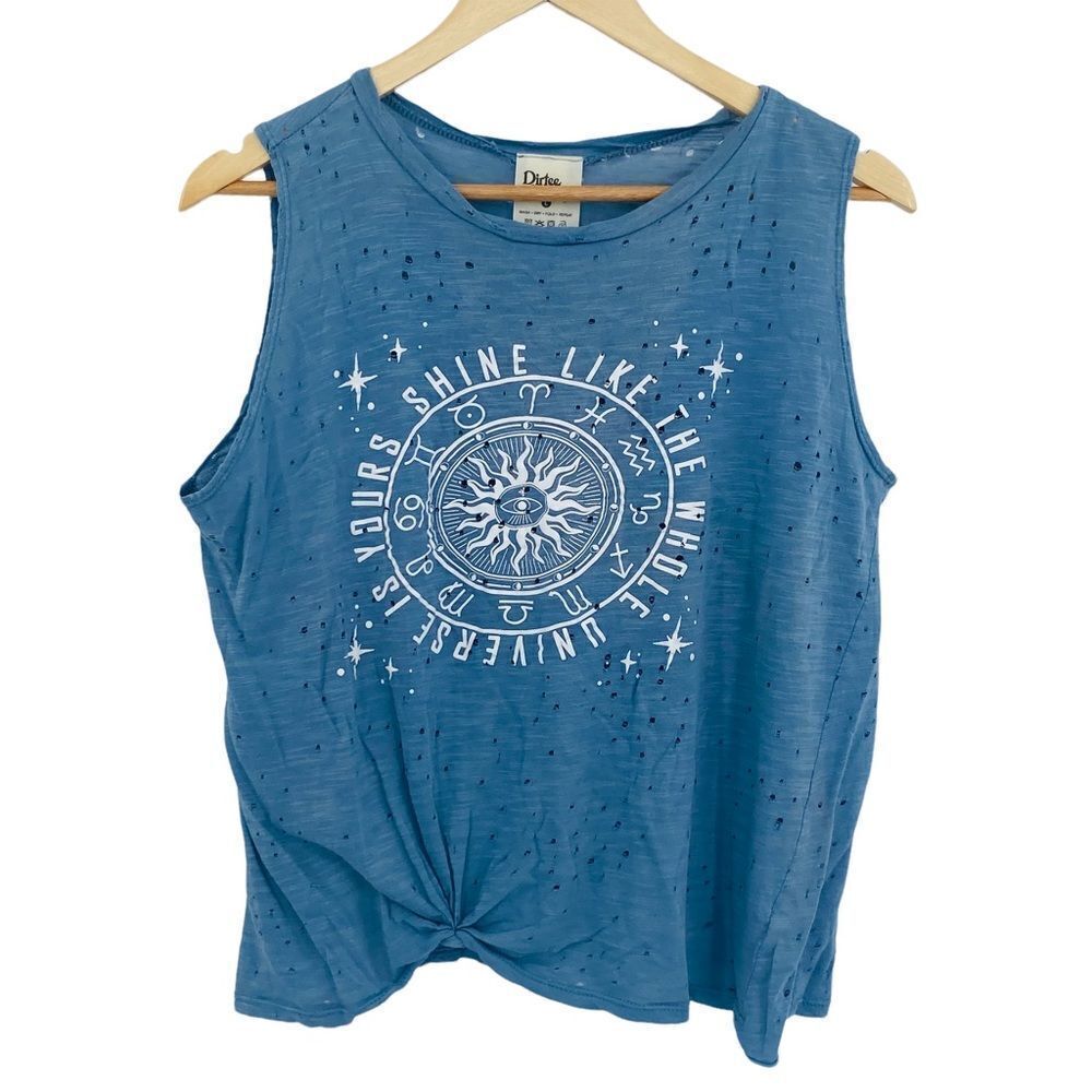 Dirtee Laundry blue distressed muscle tee size large